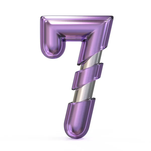 Purple gem met metalen kern lettertype nummer 7 zeven 3d — Stockfoto