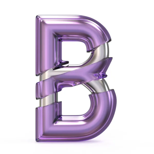 Gemma viola con nucleo in metallo font LETTER B 3D — Foto Stock