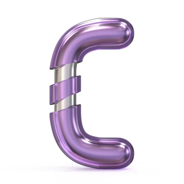 Фіолетовий камінь з металевим ядром шрифтом LetTER C 3D — стокове фото