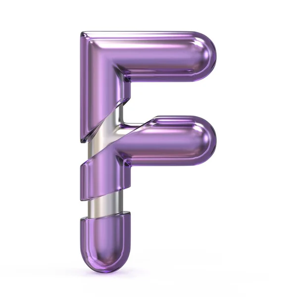 Фіолетовий камінь з металевим ядром шрифтом LetTER F 3D — стокове фото