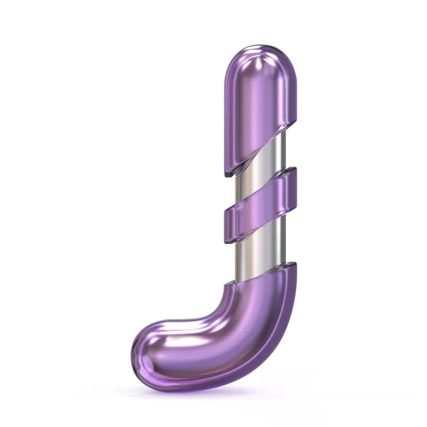 Purple gem met metalen kern lettertype alfabet J 3d — Stockfoto