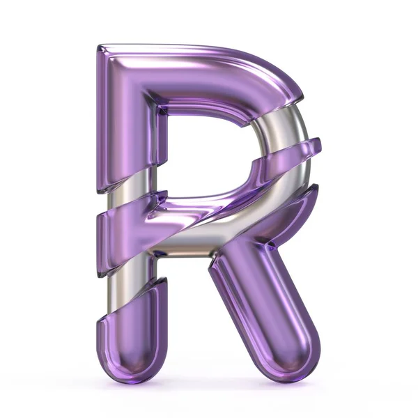 Purple gem met metalen kern lettertype alfabet R 3d — Stockfoto