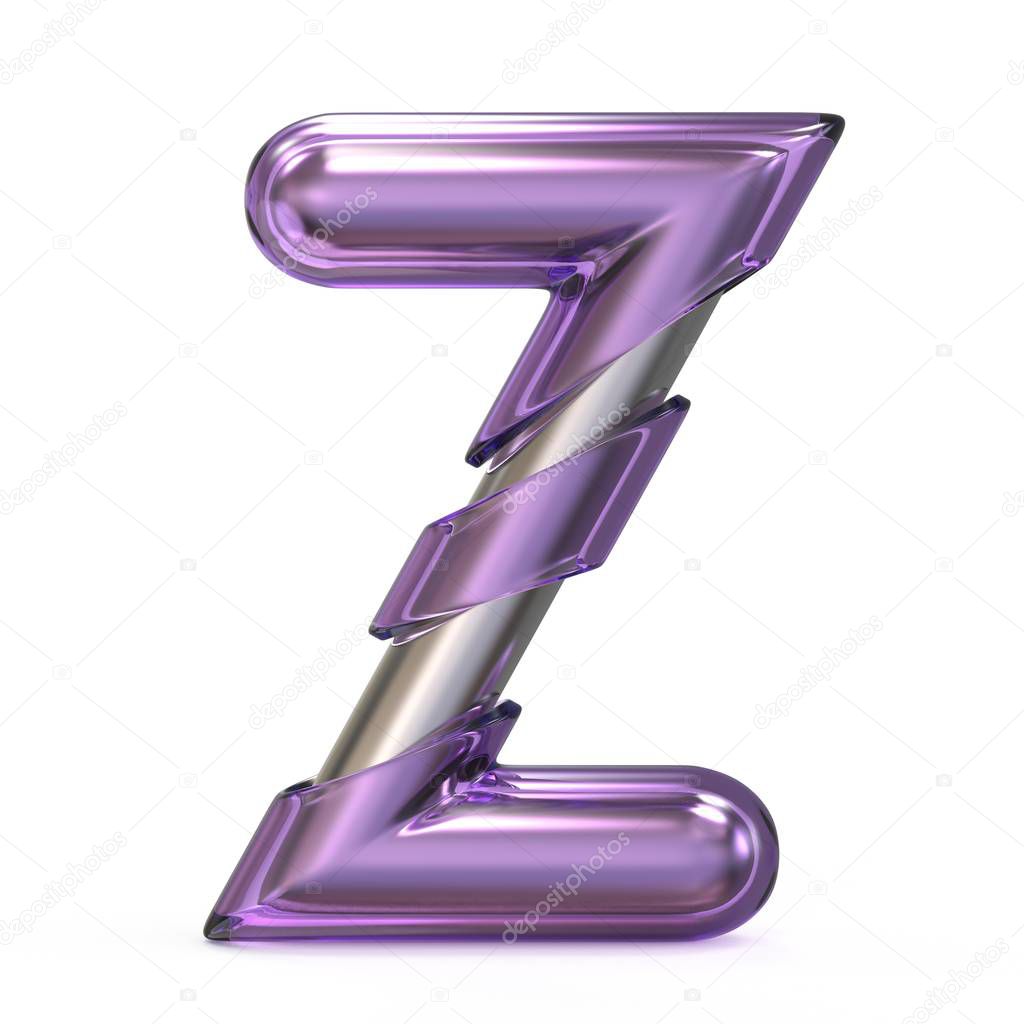 Purple gem with metal core font LETTER Z 3D
