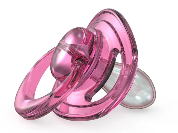 Pink baby pacifier side view 3D — Stock Photo, Image