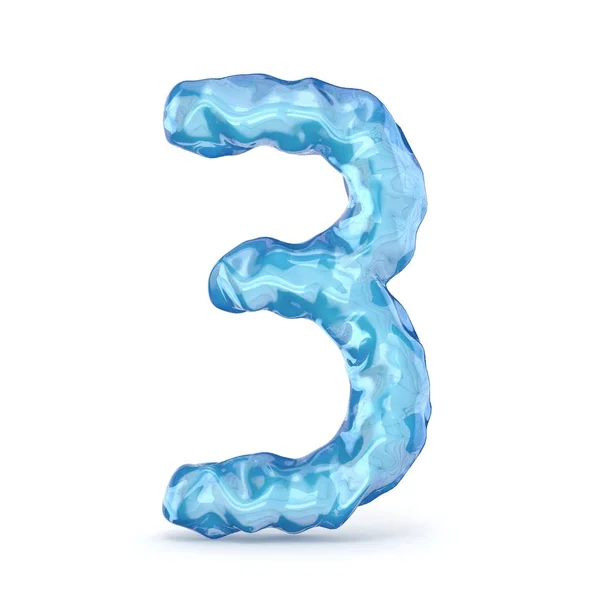 Ice font number 3 THREE 3D — Stock Photo, Image