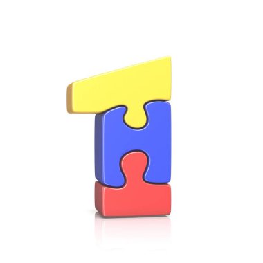 Bir 1 3d Jigsaw sayı bulmaca