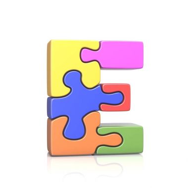 E harfinin jigsaw puzzle 3d