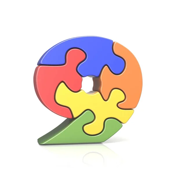 Puzzle jigsaw number NINE 9 3D — Stock Photo, Image