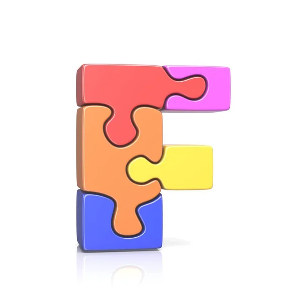 Puzzle jigsaw letter F 3D — Stock Photo, Image
