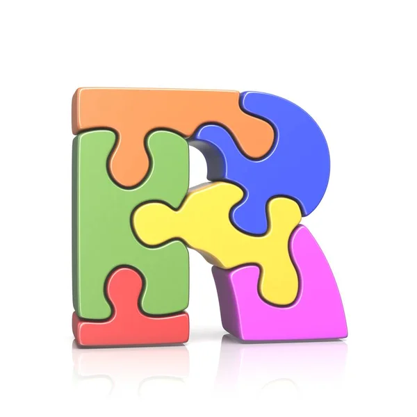 Puzzel jigsaw letter R 3d — Stockfoto