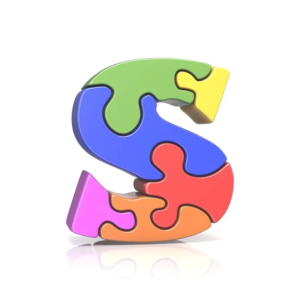 Puzzle jigsaw letter S 3D — Stock Photo, Image