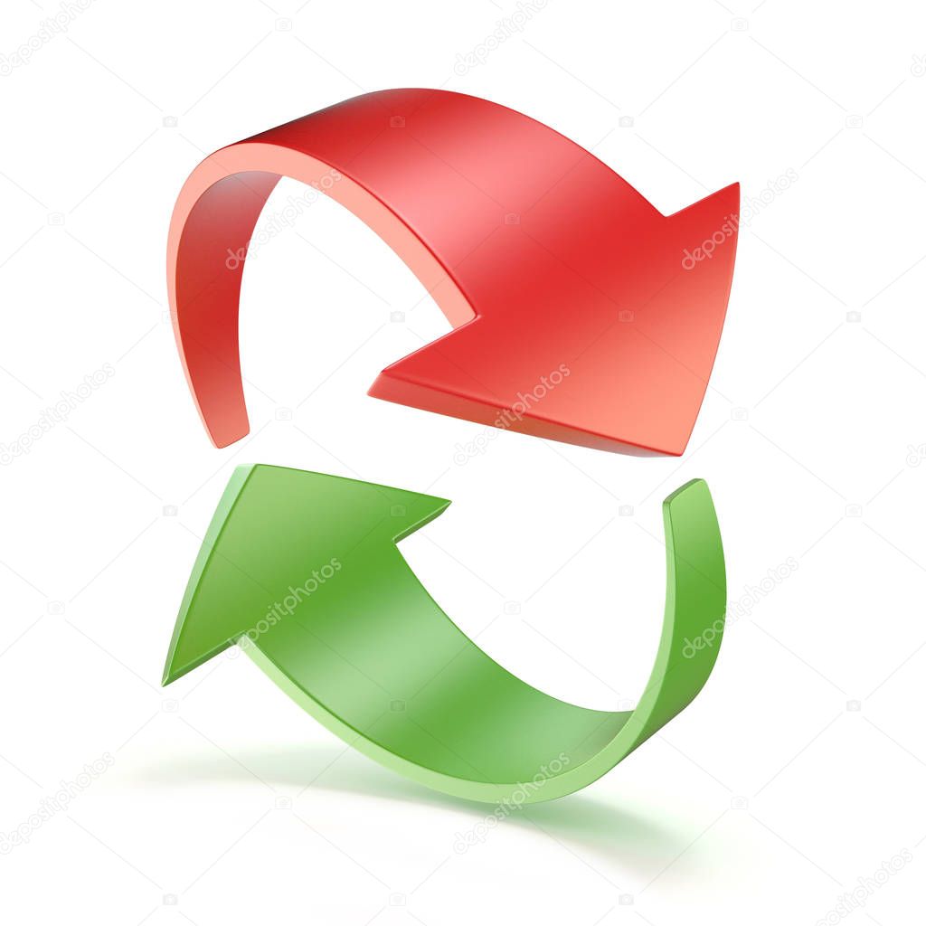 Red and green arrows circle 3D