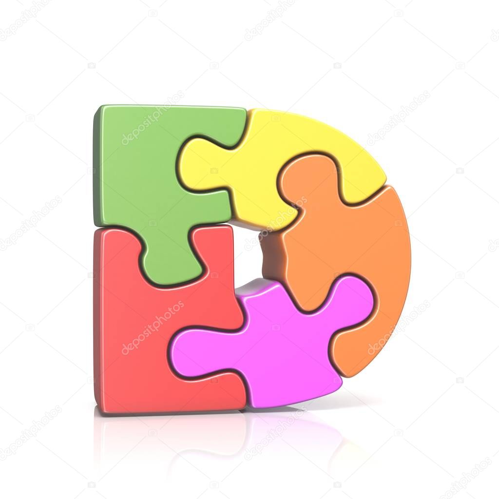 Puzzle jigsaw letter D 3D — Stock Photo © djmilic #166236136