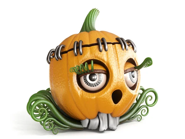 Halloween pumpkin Jack O Lantern lady 3D — Stock Photo, Image