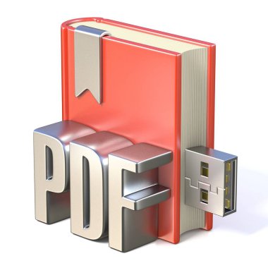 eBook simgesi metal Pdf kırmızı kitap Usb 3d