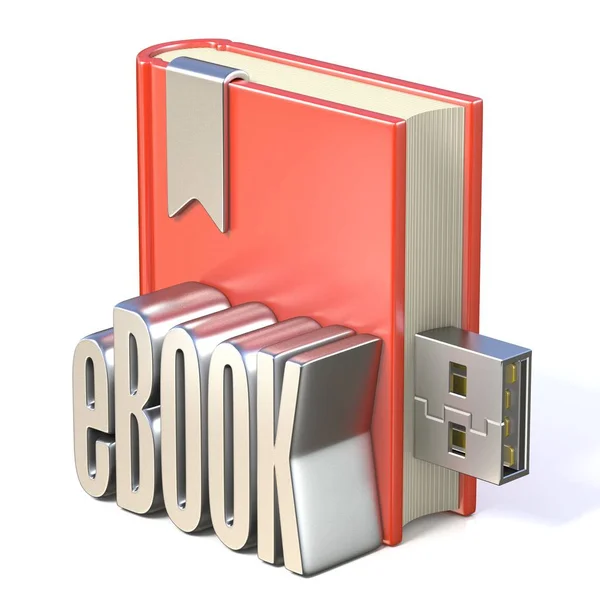 EBook icono metal eBOOK libro rojo USB 3D — Foto de Stock
