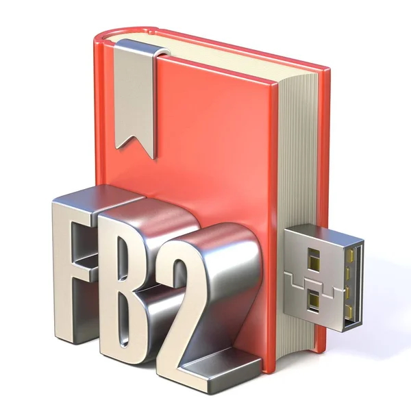 EBook Symbol Metall fb2 rotes Buch usb 3d — Stockfoto