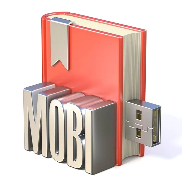 EBook ikonu kovové Mobi Červená kniha Usb 3d — Stock fotografie
