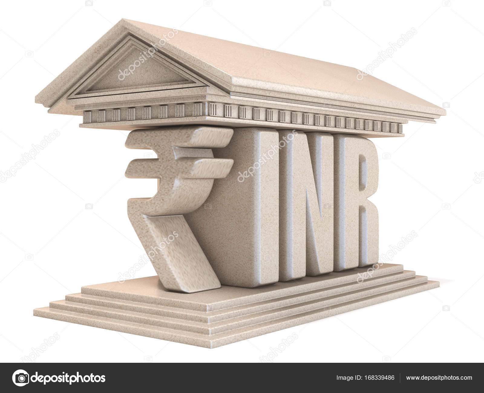 印度卢比Inr 货币符号寺3d ——图库图片© djmilic #168339486