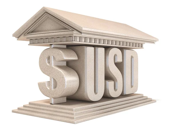 Dollar USD currency sign temple 3D — Stock Photo, Image