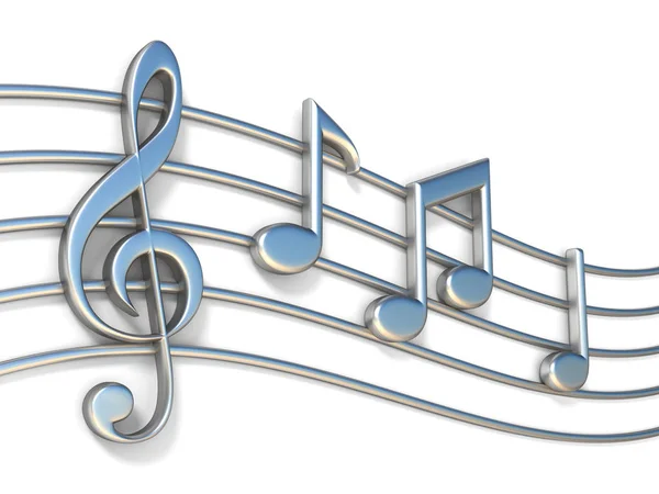 Music notes on staff lines 3D — Stock Photo, Image