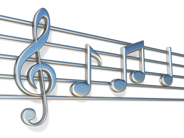 Music notes on staff lines 3D — Stock Photo, Image