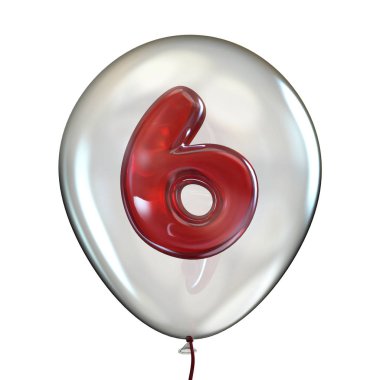 Altı 6 numara şeffaf balon 3d