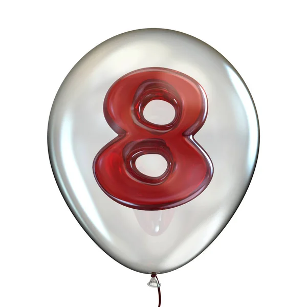 Numero Otto 8 in palloncino trasparente 3D — Foto Stock