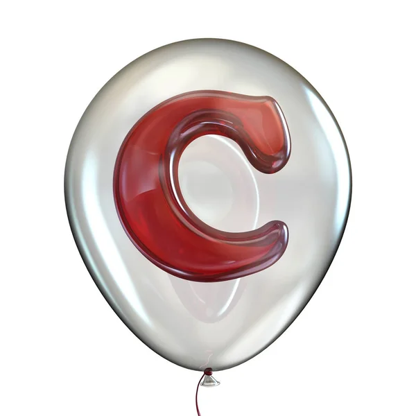 Lettera C in palloncino trasparente 3D — Foto Stock
