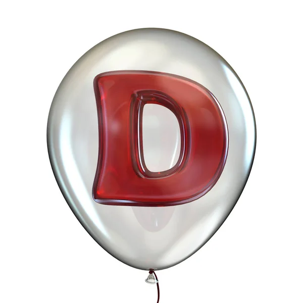 Buchstabe d in transparentem Ballon 3d — Stockfoto