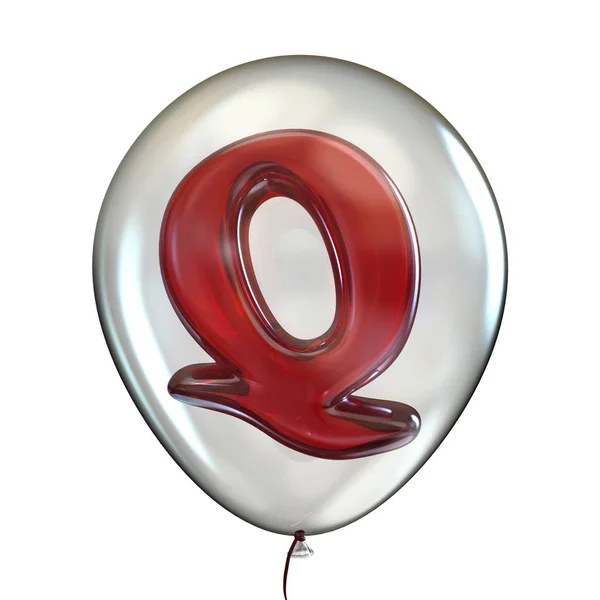 Carta Q em balão transparente 3D — Fotografia de Stock