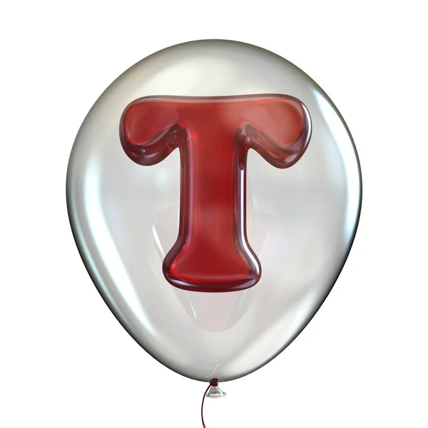 Γράμμα T σε διαφανές μπαλόνι 3d — Φωτογραφία Αρχείου