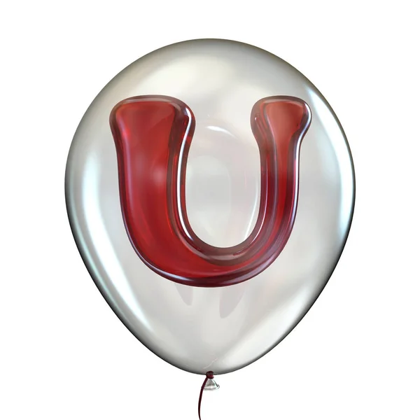 Γράμμα U σε διαφανές μπαλόνι 3d — Φωτογραφία Αρχείου
