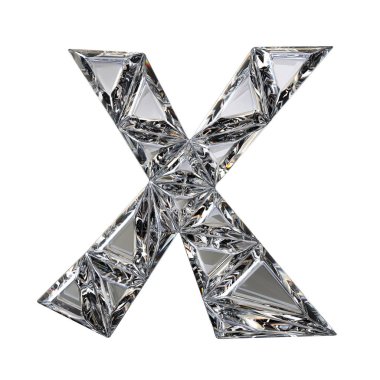 Kristal triangulated yazı tipi mektup X 3d render