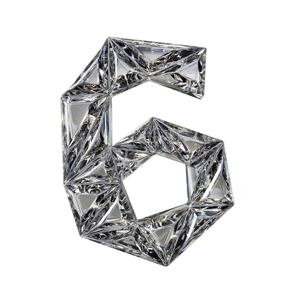 Crystal triangulated betűkészlet-számot hat 6 3d — Stock Fotó