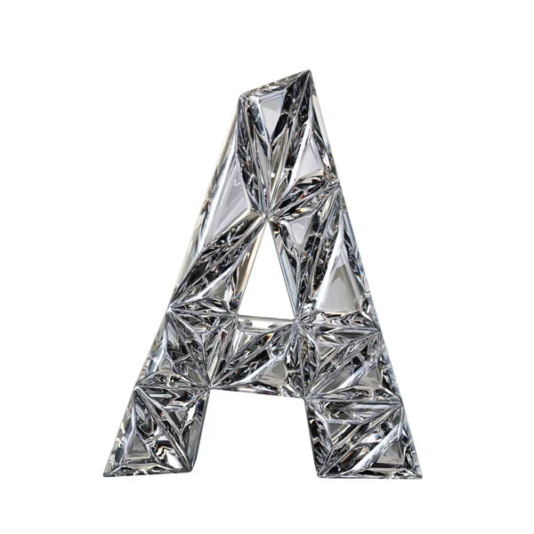 Letra de fuente triangulada Crystal A 3D render — Foto de Stock