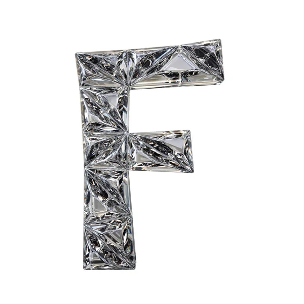 Letra de fuente triangulada Crystal F 3D render — Foto de Stock