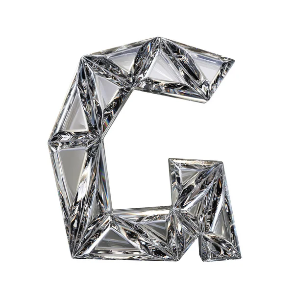 Letra de fuente triangulada Crystal G 3D render — Foto de Stock