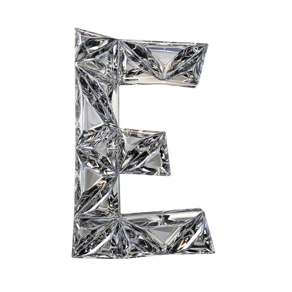 Crystal huruf triangulasi E 3D render — Stok Foto