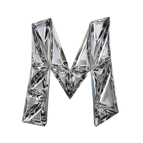 Cristal lettre de police triangulée M 3D render — Photo
