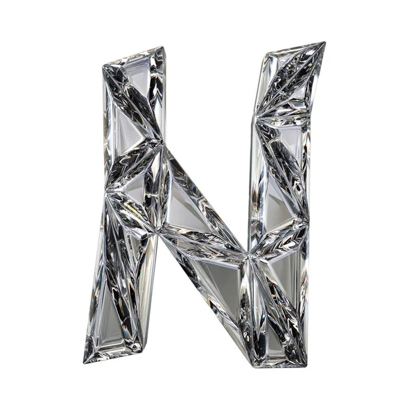 Letra de fuente triangulada Crystal N 3D render — Foto de Stock