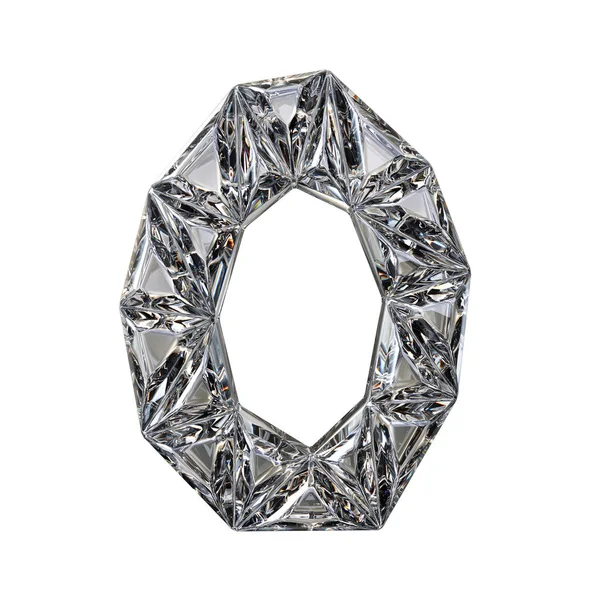 Cristal triangulado letra de fonte O 3D render — Fotografia de Stock