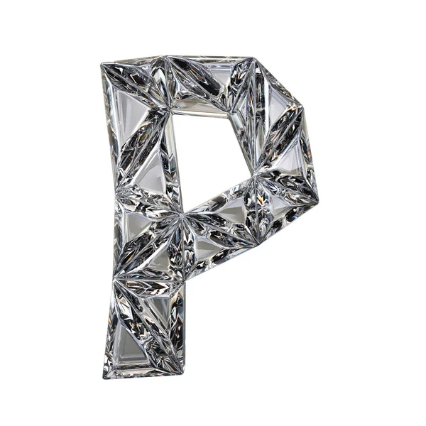 Letra de fuente triangulada Crystal P 3D render — Foto de Stock
