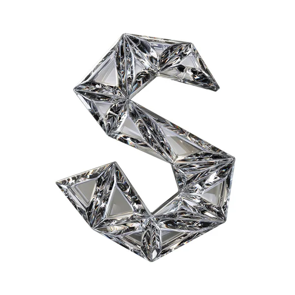 Kristal triangulated yazı tipi Harf S 3d render — Stok fotoğraf