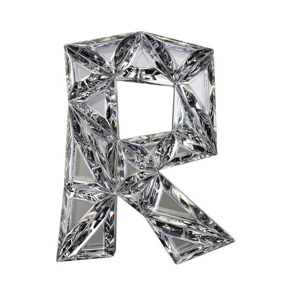Letra de fuente triangulada Crystal R 3D render — Foto de Stock