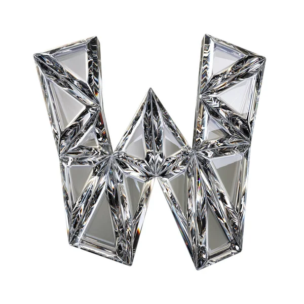 Cristal lettre de police triangulée W 3D render — Photo