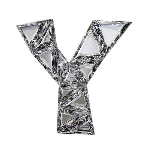 Crystal triangulated teckensnitt bokstaven Y 3d render — Stockfoto