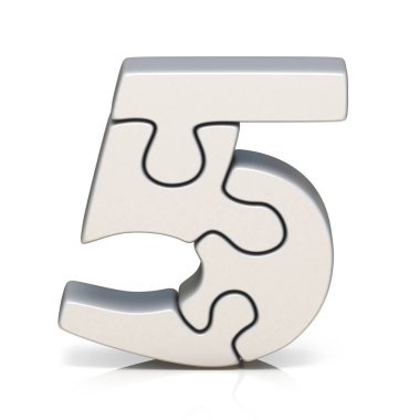 Beyaz puzzle Yapboz sayı beş 5 3d