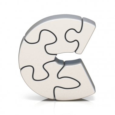 Beyaz puzzle Yapboz harf C 3d