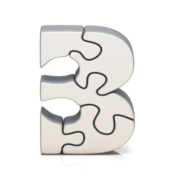 White puzzle jigsaw number THREE 3 3D — Stock Photo, Image